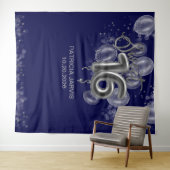 Silver Sweet 16 Bday Balloons Royal Blue Backdrops Wandkleed (In Situ (horizontaal))