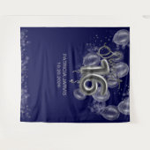 Silver Sweet 16 Bday Balloons Royal Blue Backdrops Wandkleed (Voorkant (horizontaal))