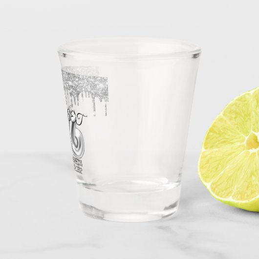 Silver Sweet 16 Glitter Drips Shot Glas (Rechts)