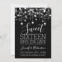 Silver Sweet 16 Sparkly String Lights sparen Datum
