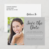 Silver Sweet 16 Verjaardag Save the Date Briefkaart (Voorkant / Achterkant)