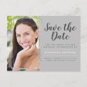 Silver Sweet 16 Verjaardag Save the Date Briefkaart (Voorkant)