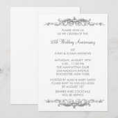 Silver Swirl 25th Wedding Jubileum Party Kaart (Voorkant / Achterkant)