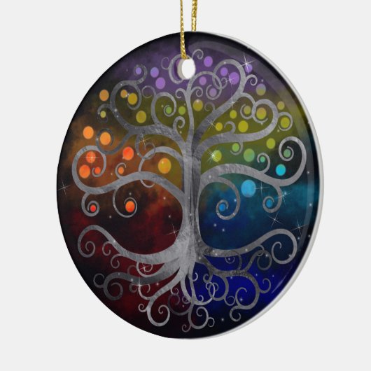 Silver Swirl-boom Keramisch Ornament (Links)