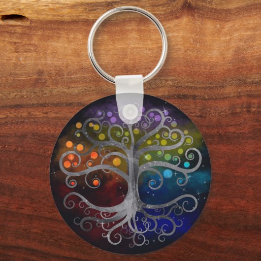 Silver Swirl-boom Sleutelhanger (Voorkant)