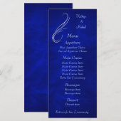 Silver Swirl Bright Blue Wedding Menu (Voorkant / Achterkant)