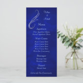 Silver Swirl Bright Blue Wedding Menu (Staand voorkant)