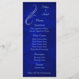 Silver Swirl Bright Blue Wedding Menu