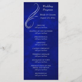 Silver Swirl Bright Blue Wedding Programma Programmakaart