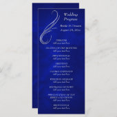 Silver Swirl Bright Blue Wedding Programma Programmakaart (Voorkant / Achterkant)