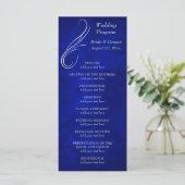 Silver Swirl Bright Blue Wedding Programma Programmakaart (Staand voorkant)