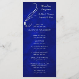 Silver Swirl Bright Blue Wedding Programma Programmakaart