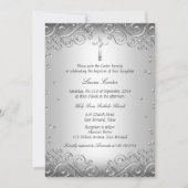 Silver Swirl en Cross Baptism/Christening Kaart (Voorkant)