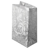 Silver Swirl Gift Bag Klein Cadeauzakje (Voorkant Gekanteld)
