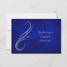 Silver Swirl Helder Blauw Huwelijk RSVP Kaartje