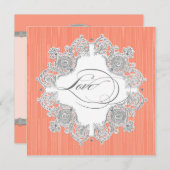 Silver Swirl Moire - Coral Peach Formal Wedding Kaart (Voorkant / Achterkant)
