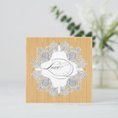 Silver Swirl Moire - Gold Grey Formal Wedding Kaart (Staand voorkant)