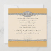 Silver Swirl Moire - Gold Grey Formal Wedding Kaart (Achterkant)