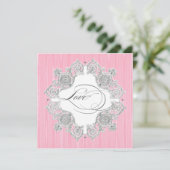 Silver Swirl Moire - Pink Grey Formal Wedding Kaart (Staand voorkant)