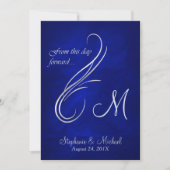 Silver Swirl Monogram Bright Blue Wedding Kaart (Voorkant)