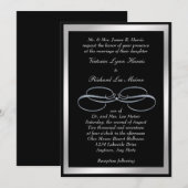 Silver Swirl over de uitnodiging voor een zwart hu (Voorkant / Achterkant)