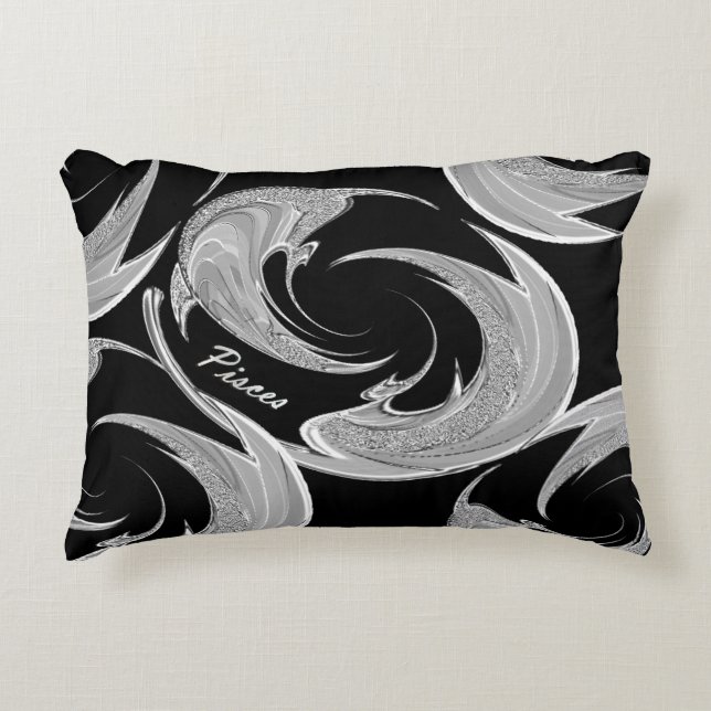 Silver Swirl Pisces Horoscope Decoratief Kussen (Voorkant)