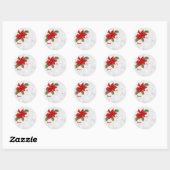 Silver Swirl Poinsettia Ronde Sticker (Vel)