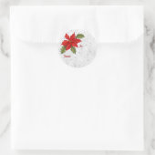Silver Swirl Poinsettia Ronde Sticker (Tas)