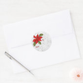 Silver Swirl Poinsettia Ronde Sticker (Envelop)