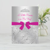 Silver Swirl Princess Baby shower Invitation Kaart (Staand voorkant)