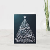 Silver Swirl Tree – Merry Christmas Feestdagen Kaart (Voorkant)