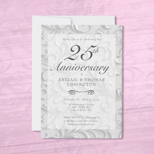 Silver Swirls 25e bruiloft Jubileum uitnodiging