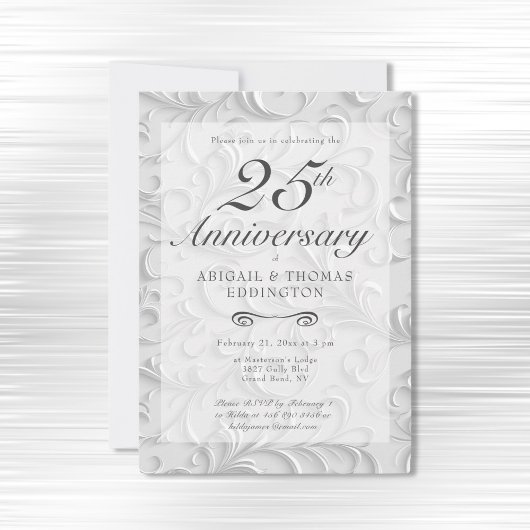 Silver Swirls 25e bruiloft Jubileum uitnodiging