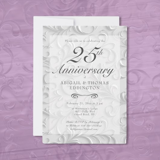 Silver Swirls 25e bruiloft Jubileum uitnodiging