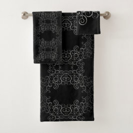 Silver Swirls Arabesque Bath Towel Set Bad Handdoek