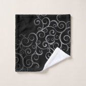 Silver Swirls Arabesque Bath Towel Set Bad Handdoek (Wasdoekje)