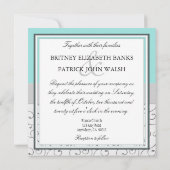 Silver Swirls Blue Wedding Invitations Kaart (Achterkant)