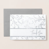 Silver Swirls Dank je Folie Kaarten (Voorkant met envelop)