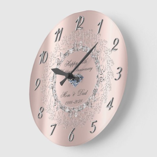 Silver Swirls Diamond 25e bruiloft Jubileum Grote Klok (Hoek)