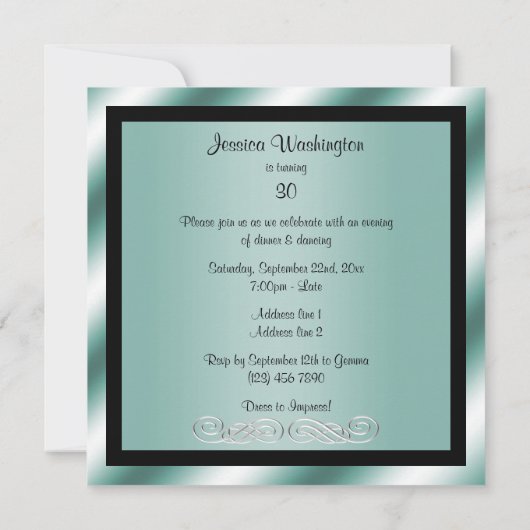 Silver Swirls & Diamond 30e verjaardagsfeestje Kaart (Achterkant)