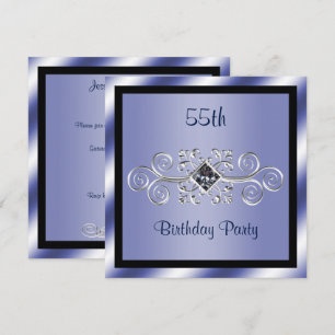 Silver Swirls & Diamond 55th Birthday Party Kaart