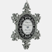 Silver Swirls Diamonds 10th Wedding Jubileum Tin Sneeuwvlok Ornament (Links)