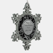 Silver Swirls Diamonds 10th Wedding Jubileum Tin Sneeuwvlok Ornament (Links)