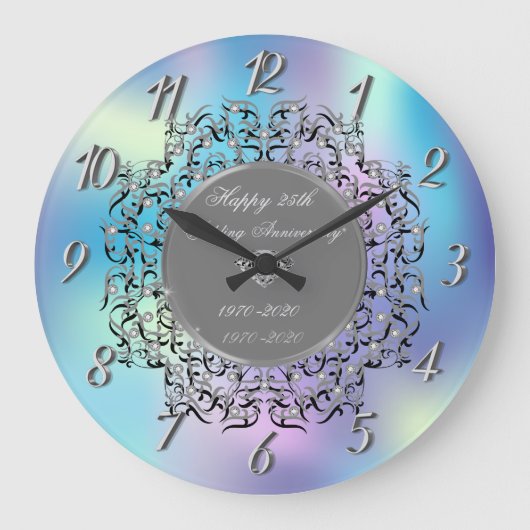 Silver Swirls Holographic 50 Wedding Jubileum Grote Klok (Voorkant)