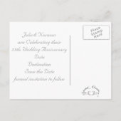 Silver Swirls Jubileum Sla de datum op Aankondigingskaart (Achterkant)