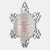 Silver Swirls Roos Gold 10th Wedding Jubileum Tin Sneeuwvlok Ornament (Rechts)