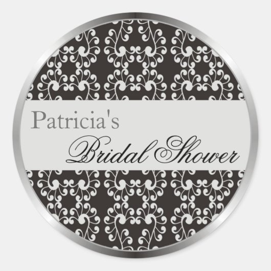 Silver Swirls Vrijgezellenfeest Favor Stickers - Z (Voorkant)