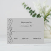 Silver Swirls Wedding RSVP of de Uitnodiging van d (Staand voorkant)