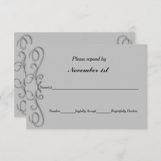 Silver Swirls Wedding RSVP of de Uitnodiging van d (Voorkant / Achterkant)
