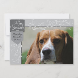 Silver Tab en Flourishes kerstfotokaart Feestdagenkaart